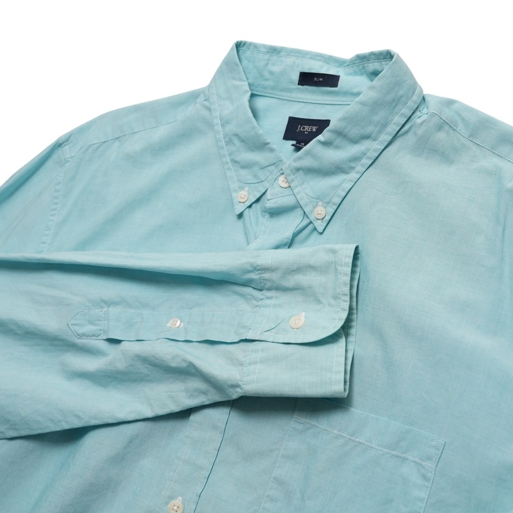 J Crew Mens XL Slim Fit Teal Blue Button Down Shirt‎ Cotton 08396